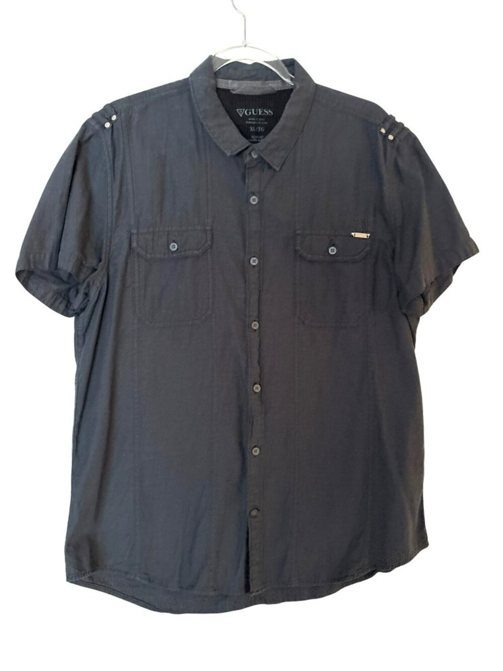 Guess Men's Slim Fit Short-Sleeve Button-Up 100% Cotton Shirt XL